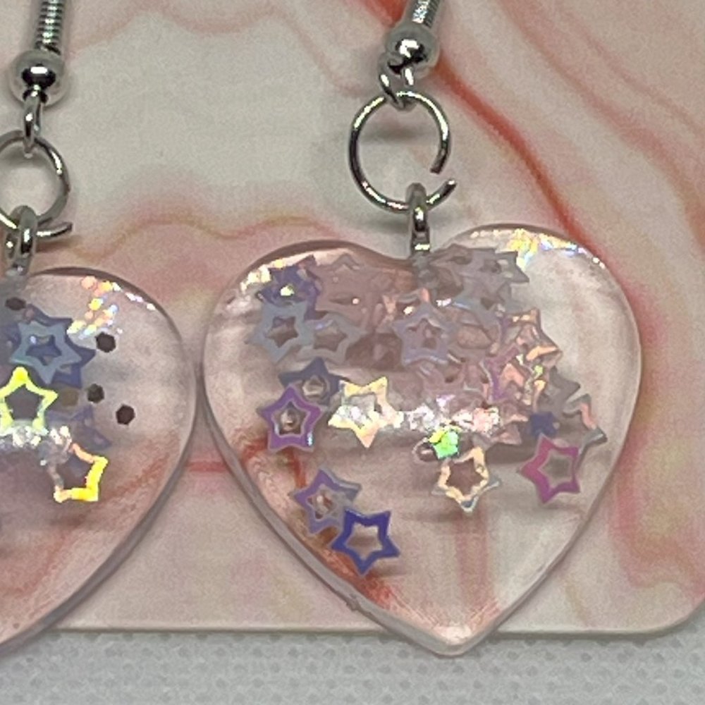 Handmade Resin Heart Earrings